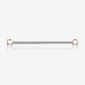 Implant Grade Titanium OneFit Threadless Prong Gem Sparkle Industrial Barbell-Aurora Borealis